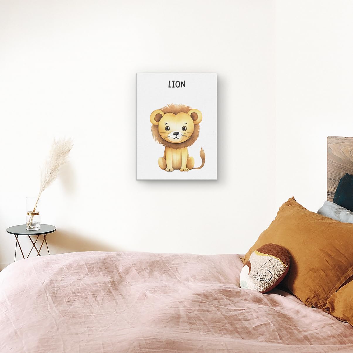 Artaza Tableau Décoration Murale Lion - 60x80 cm - Deco Murale Chambre Enfant - Peinture Animaux Aquarelle - Impression Sur Toile