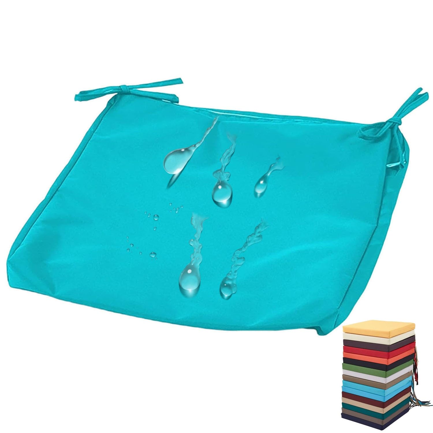 PLCIVSA Outdoor Seat Cushion Covers Waterproof with Zipper,Replacement Outdoor Patio Chair Cushion Slipcover 60x60cm 50x50cm Chair Pads Covers for Garden Rattan Furnitur(Lake blue,55x50x10cm)
