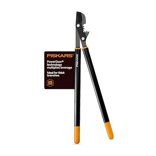 Fiskars 32" PowerGear Bypass Loppers, Patented Mechanism Multiplies Force to