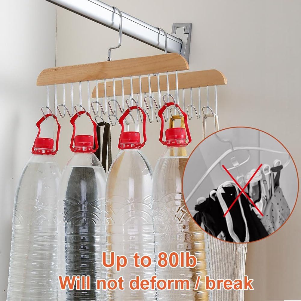 2x Appendino Per Cinture In Legno - Organizzatore Armadio Con 8 Ganci Per Cravatte E Accessori - Foto 5