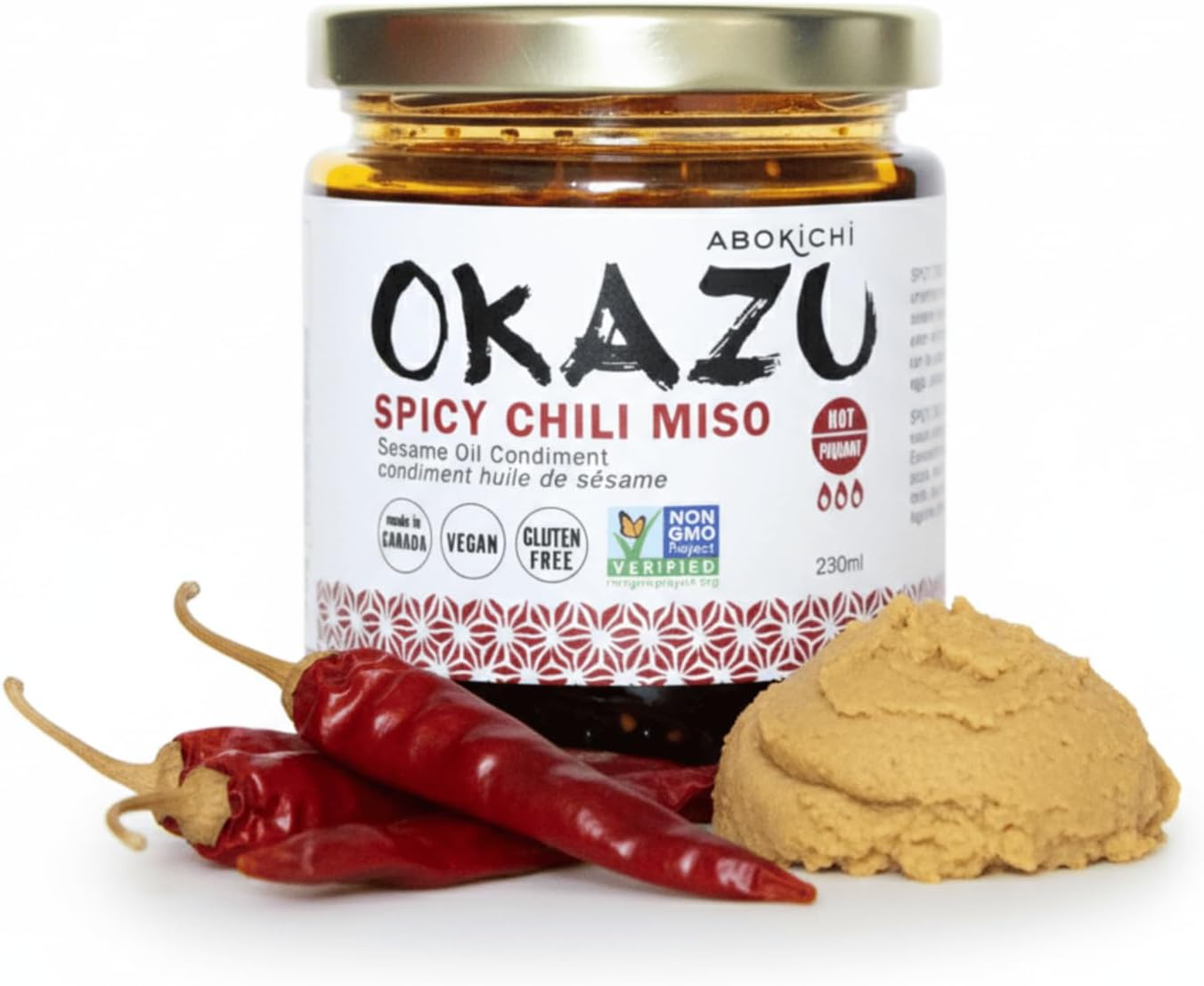 Abokichi OKAZU Premium Japanese Spicy Chili Miso Oil Condiment โ Umami-Rich Chili Crisp with Garlic & Sesame, Perfect for Couple Valentineโs Cooking, Date-Night Ramen, Stir Fry & Asian Dishes, 230mL