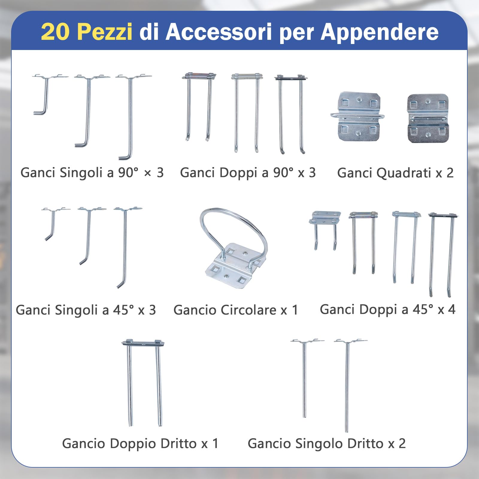 COSTWAY Banco de Trabajo Taller, Capacidad de 225 kg, Mesa de Trabajo con 3 Paneles de Perforación, 2 Cajones y Estantes, 20 Ganchos para Colgar (Azul,81 x 41 x 156 cm)