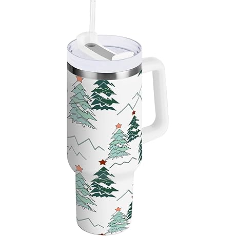 ATTX 40 oz Christmas Tree Tumbler with Handle