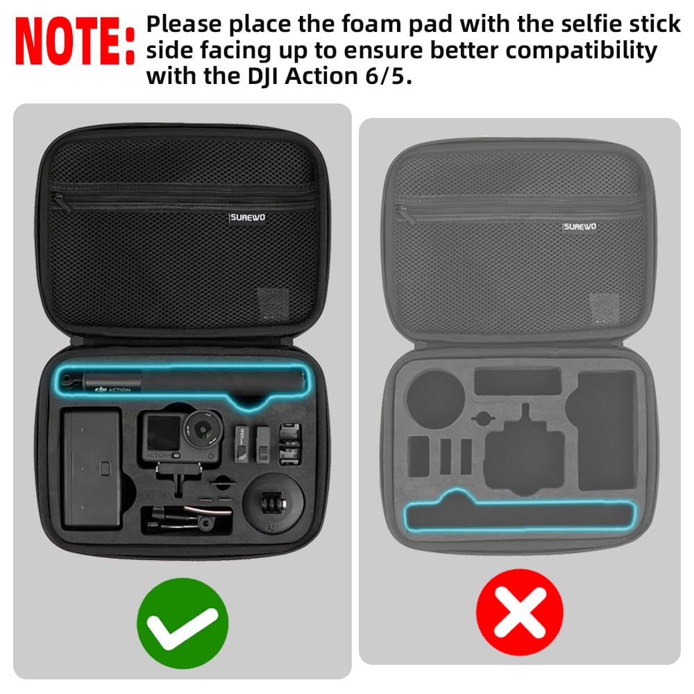 Surface-Waterproof DJI OSMO Action 6 Carrying Case, tragbare Reisetasche kompatibel mit DJI Osmo Action 6/5 Pro/4/3 Adventure Combo Zubehör