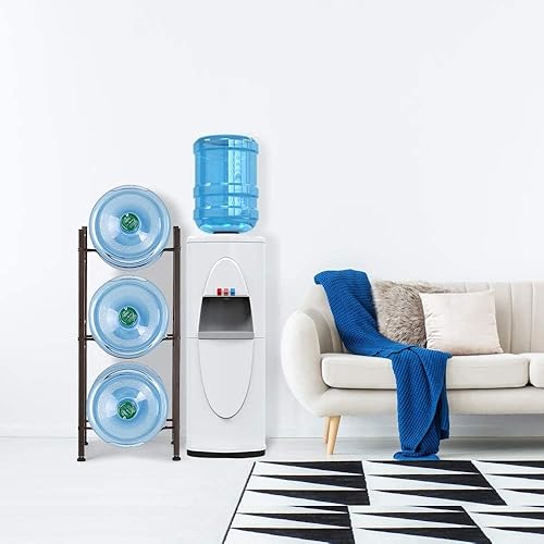 Miniatura 3 de Soporte para botellas de agua de 5 galones, estante para jarra de agua de 3 niveles, estante enfriador de agua para botella de agua de 5 galones,