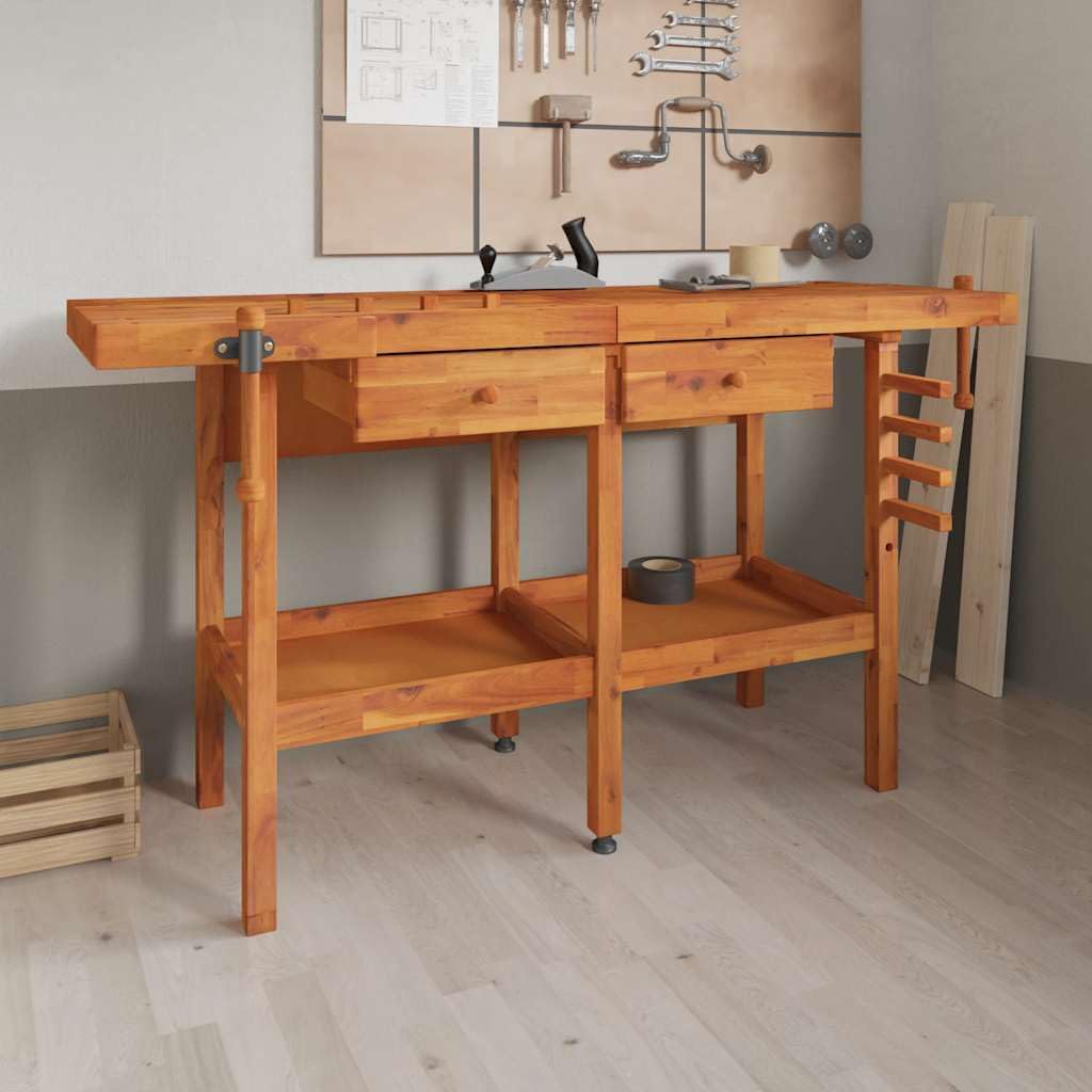 vidaXL Banco de Trabajo cajones y Tornillos Banco Madera 162x62x83 cm