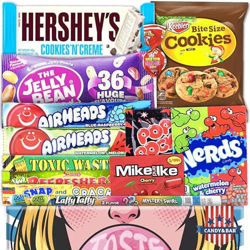 Prime USA Box USA Candy Mix Geschenkbox | Auswahl bekannter US-Marken | Süßigkeiten Box für Kinder & Erwachsene | Perfekt für WM- Film- & Partyabende | Candy & Bar