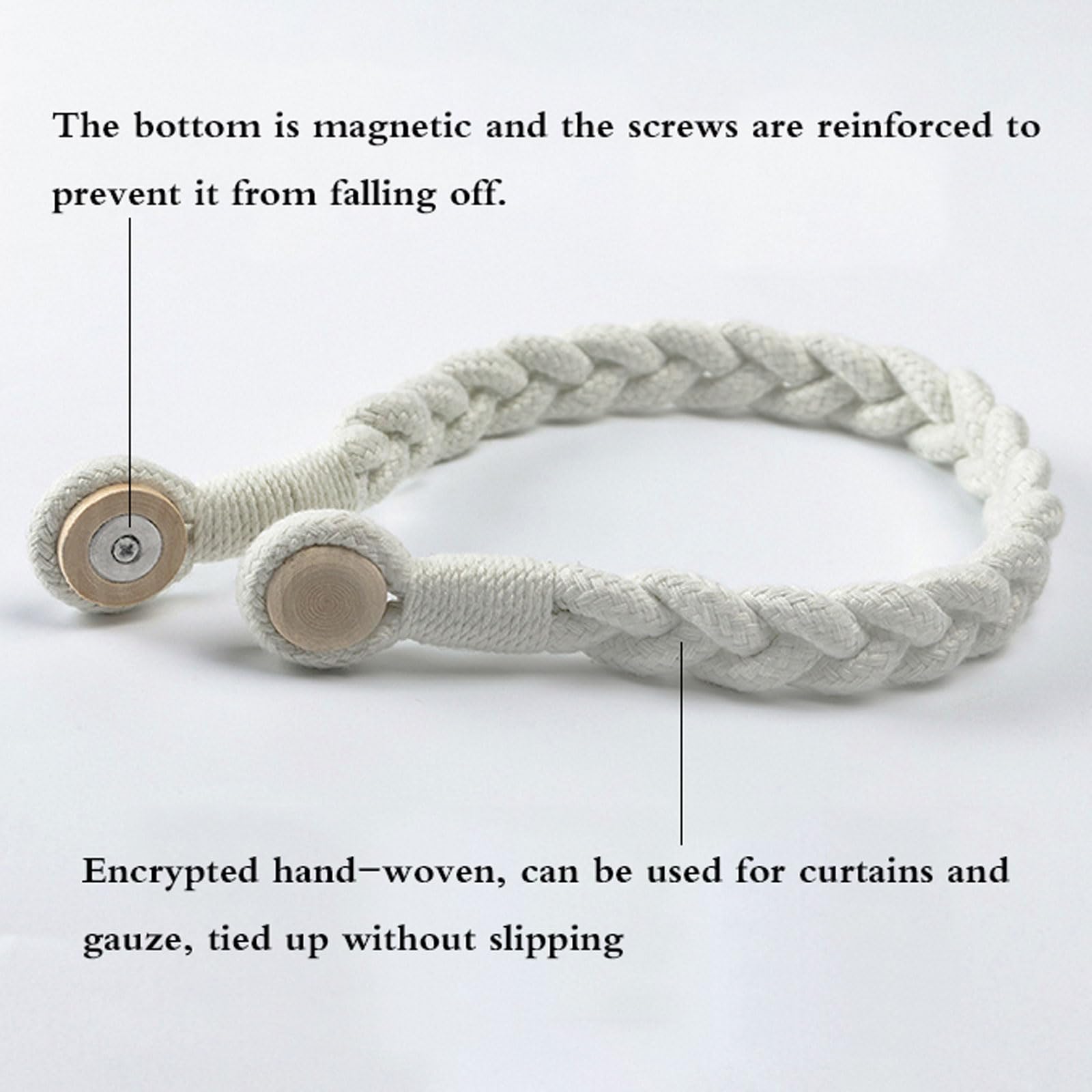 Ferma Tende con Calamita,Fascette Magnetici per Tende,Fermatenda Magnetici per Tende,Design di Corda Intrecciata Durevole,Obusto E Durevole,No Perforazione,per Tende da Interni Ed Esterni