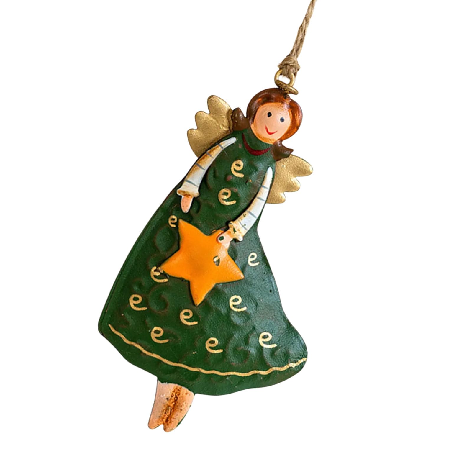 FOLODA Antique Styles Metal Angelic Hanging Decoration Festival Craft Holiday Hanging Decors Christmas Season Retro Iron Angelic Christmas Ornament
