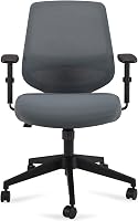 Amazon Basics Silla de escritorio de malla de medio respaldo ajustable, reposabrazos y sujeción lumbar, 63.5 × 58.4 × 91.4 cm, gris