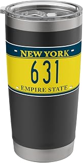 631 Area Code Long Island NY New York License Plate Stainless Steel Insulated Tumbler
