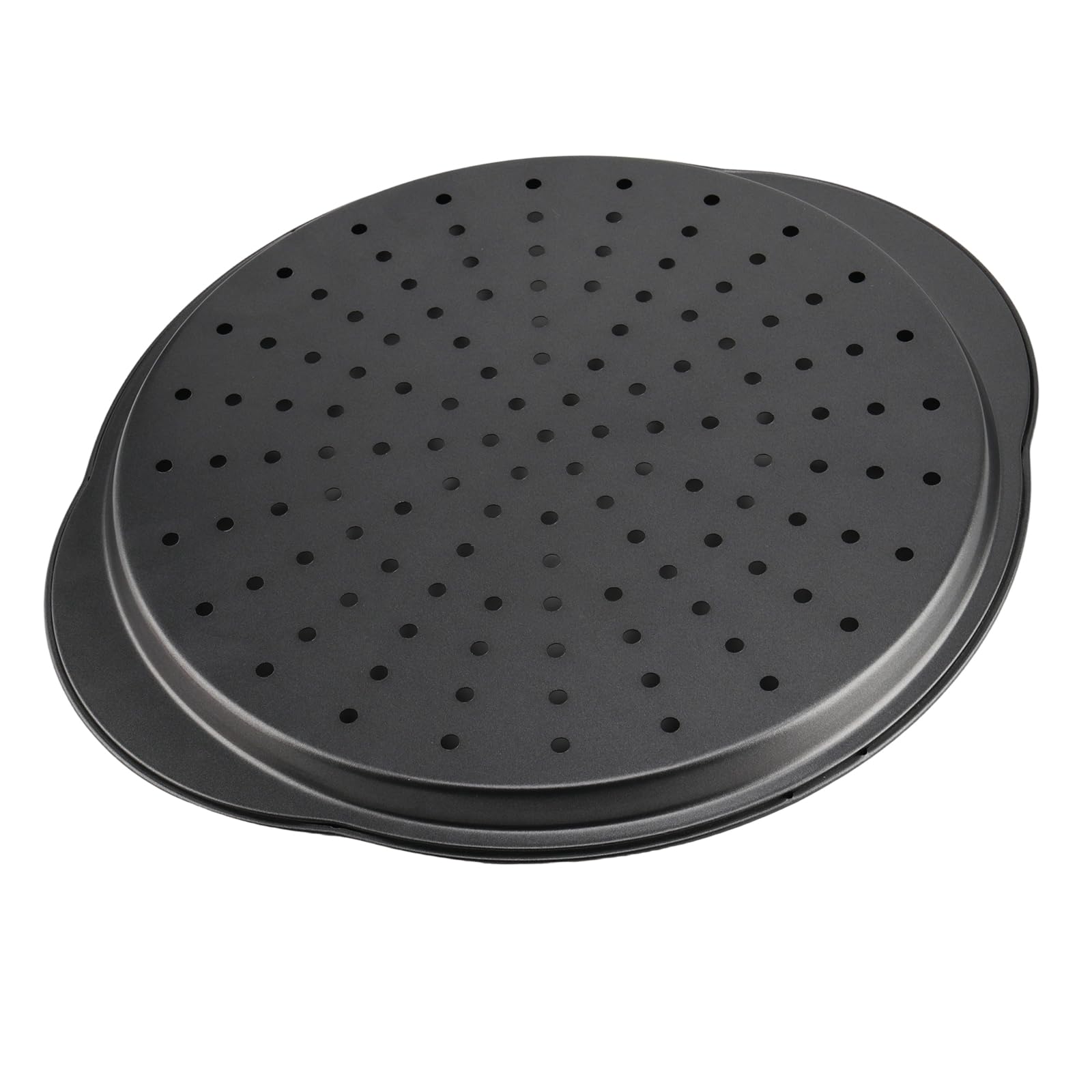 Plaque à Pizza Four - Lot de 3 Plaques à Pizza Rondes Perforées 32 cm - Acier au Carbone Antiadhésif Noir - Pour Four, Cuisine, Pizzeria Maison, Tartes Flambées