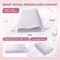 Vista 2 de Almohada ergonómica de espuma de memoria 2 alturas: Medio-bajo, soporte cervical alivia el dolor de espalda de cuello, cubierta antiarrugas