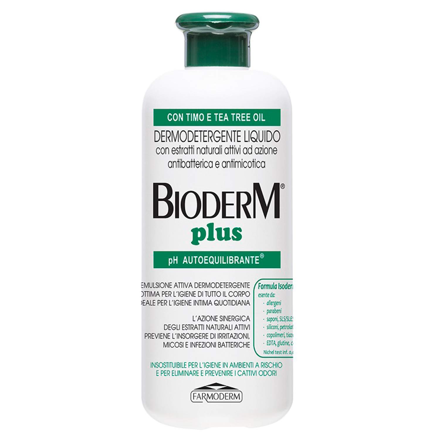 Bioderm Plus Dermodetergente Antibatterico Arricchito con Timo e Tea Tree Oil 500 ML - Detergente Intimo - Delicato per il Corpo per Adulti, Anziani, Incontinenti e Disabili