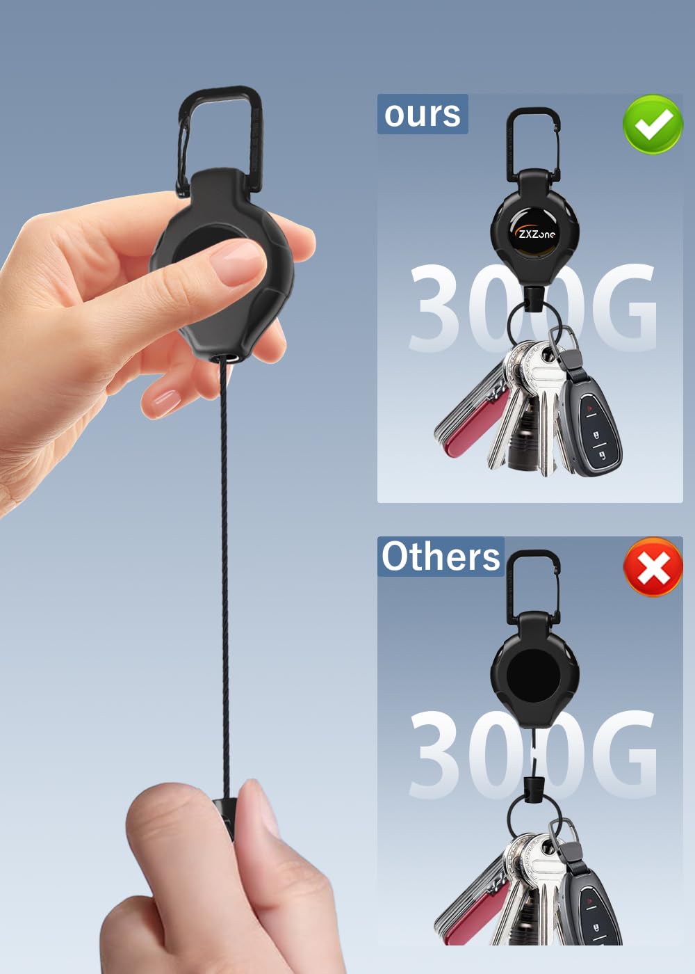 Amazon.co.jp: ZXZone Reel Keychain with Carabiner, Extends up to
