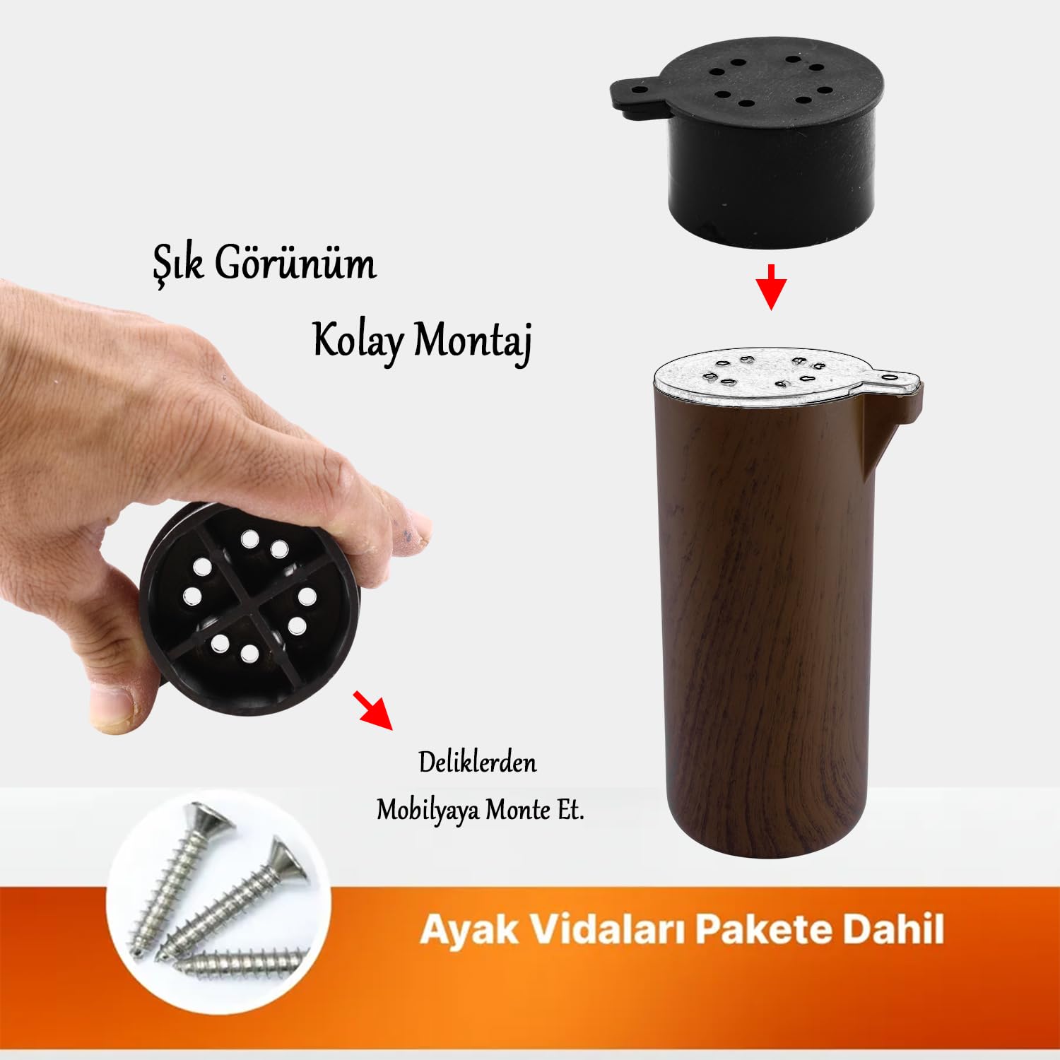 Plastik Terra Kubik Kestane Kahvesi 15 cm Mobilya Kanepe Koltuk Yatak Baza Yükseltme Ayağı Ayakları