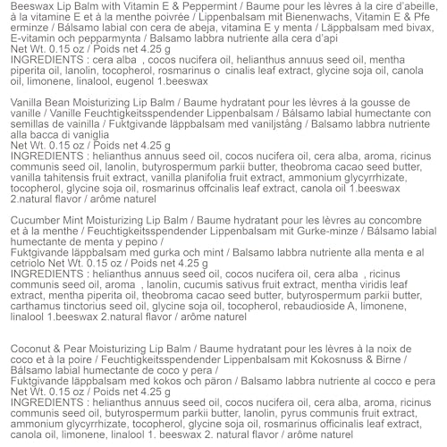 Burt's Bees Holiday Gift, 4 Lip Balms Stocking Stuffer, Assorted Mix Set, Classic Beeswax, Vanilla, Cucumber Mint & Coconut And Pear - Image 6