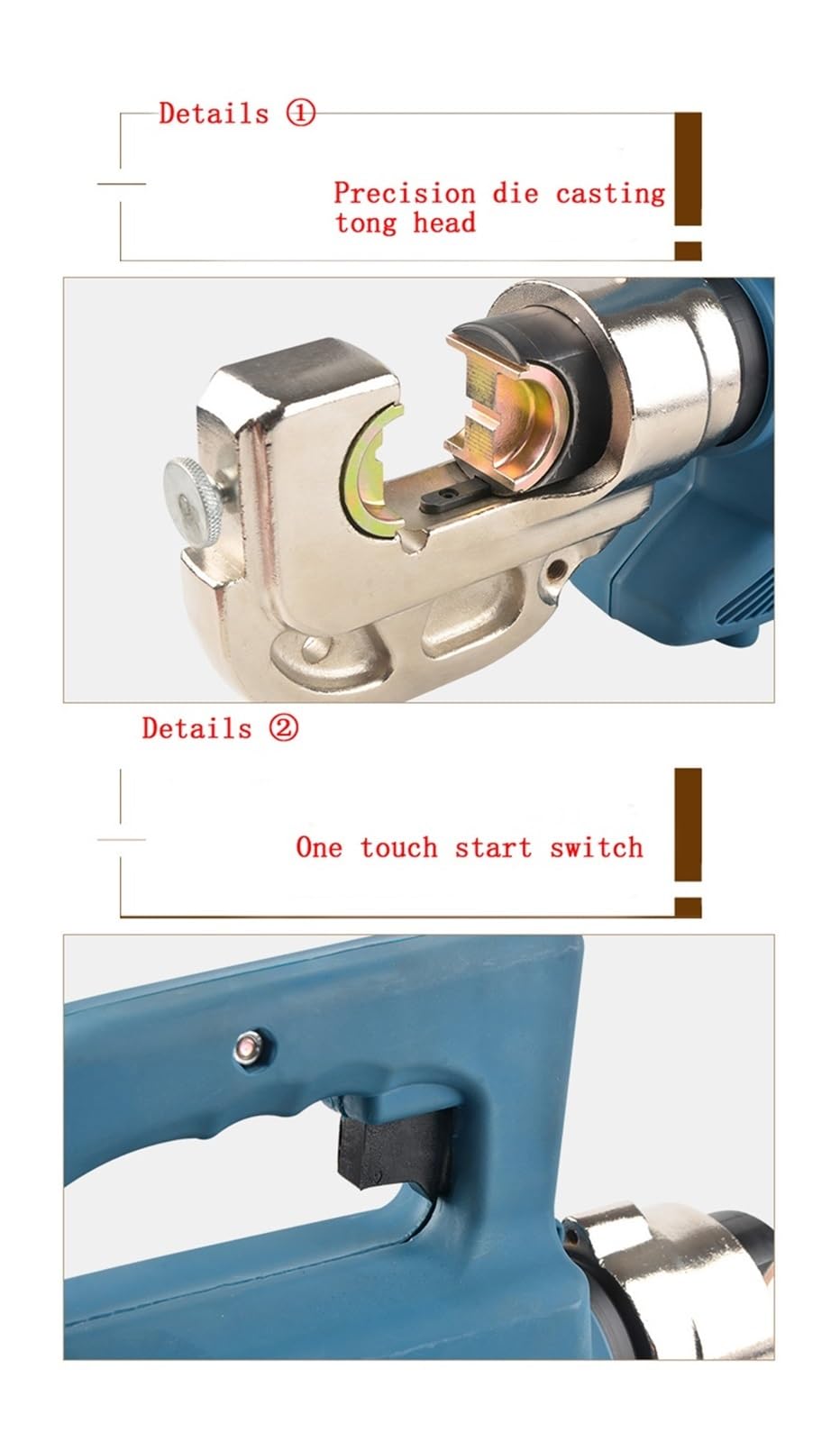 Crimpadora Hidráulica, Alicates hidráulicos de CD-510/CM-510D, alicates prensado, terminal punta cobre y aluminio, herramienta portátil 220(CD-510)