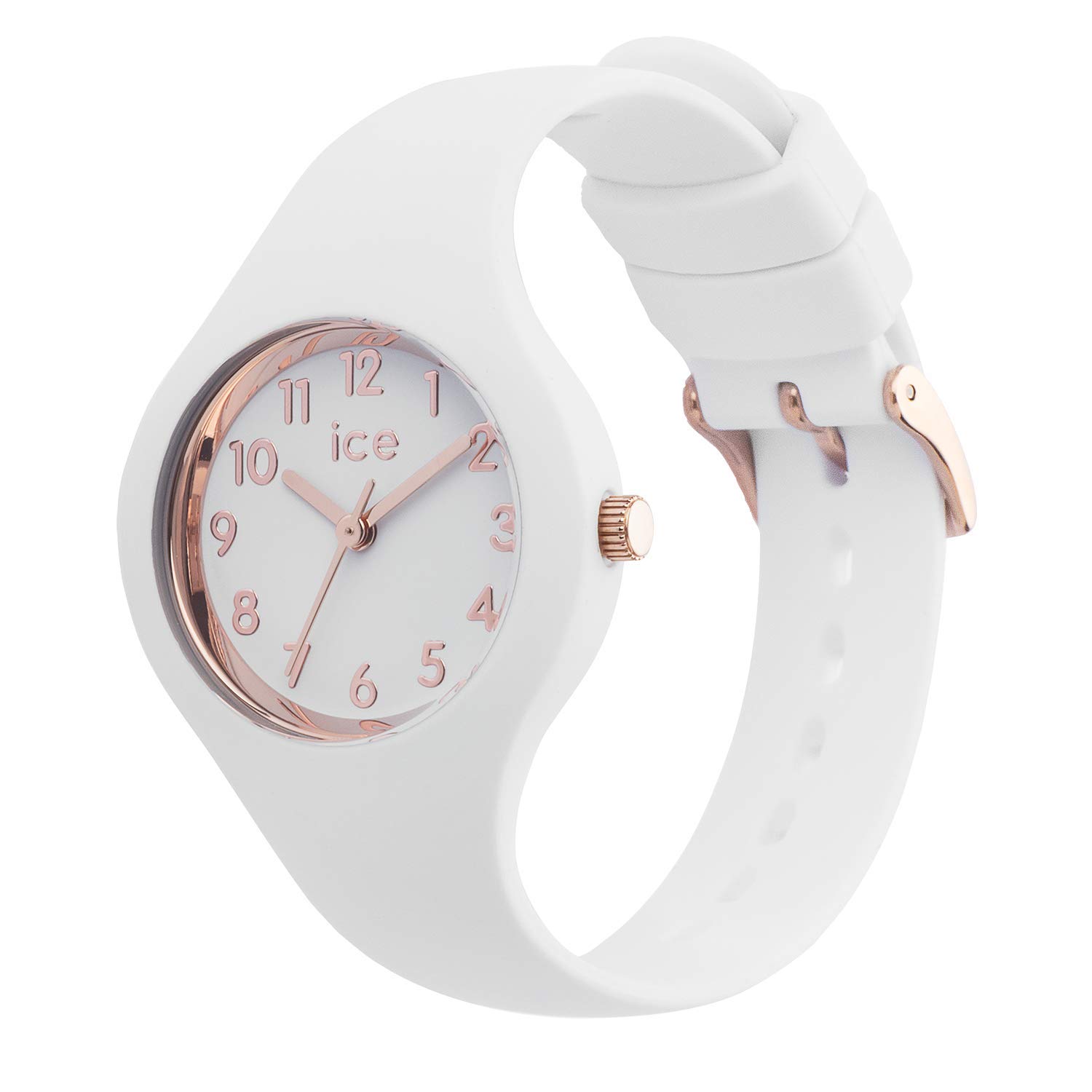 Ice-Watch - Ice Glam White Rose-Gold Numbers - Women's Wristwatch with Silicon Strap