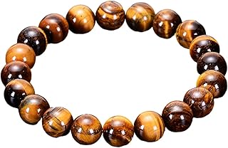 Jewbelet AU Men and Women Tiger Eye Stone Beads Elastic Bracelet, 10mm