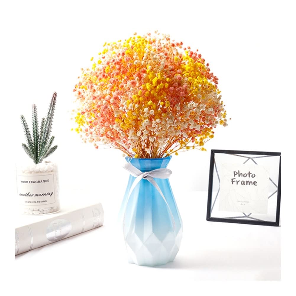 XDLEDMKIZ DIY Artificial Flowers Baby's Breath Flowers, Fake Flower Gypsophila Bouquets with Vase for Home Dining Table Window