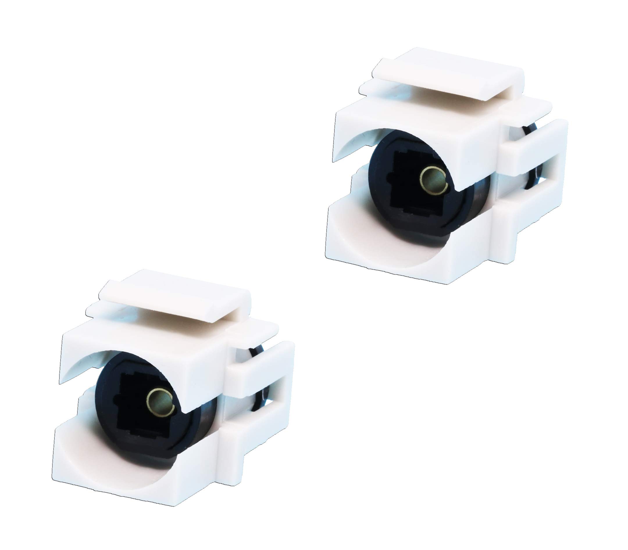 DIYTECH Toslink Keystone Jack, złącze żeńskie na żeńskie SPDIF, zawiera optyczny kabel audio, biały (2-pak)
