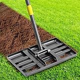 Lawn Leveling Rake, Heavy Duty 17'x10' Curved Ground Plate, 58' Long Handle Lawn Leveler Tool Landscape Rake for Compost Soil Dirt Sand Grass Peat Moss