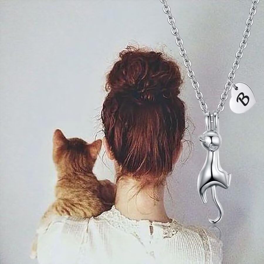 Kitty Cat Necklace for Women | Heart Initial Letter Necklace | Stainless Steel Pendant Jewelry Gifts for Pet Cat Lover Daughter Girls - Image 4