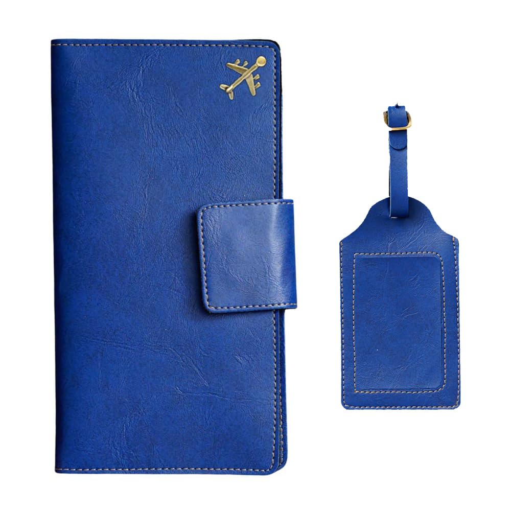 Ahimsa Leather Travel Wallet with Default Charm and Luggage Tag for Men's and Women's Unisex Card Holder Cash Document Organizer Passport Cover Case, Royal Blue-image-14