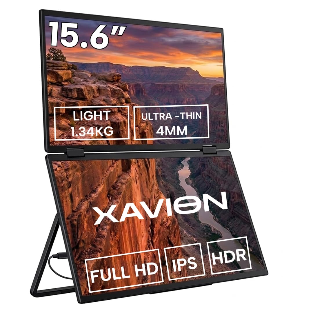 XAVION 15.6" Tri-Screen Portable Foldable Dual Monitor | Triple Monitor Compatible with Windows & MAC OS (Compatible M1,M2,M3 & M4 Chip) | Laptop Screen Extender (15.6, Inches)-image-36