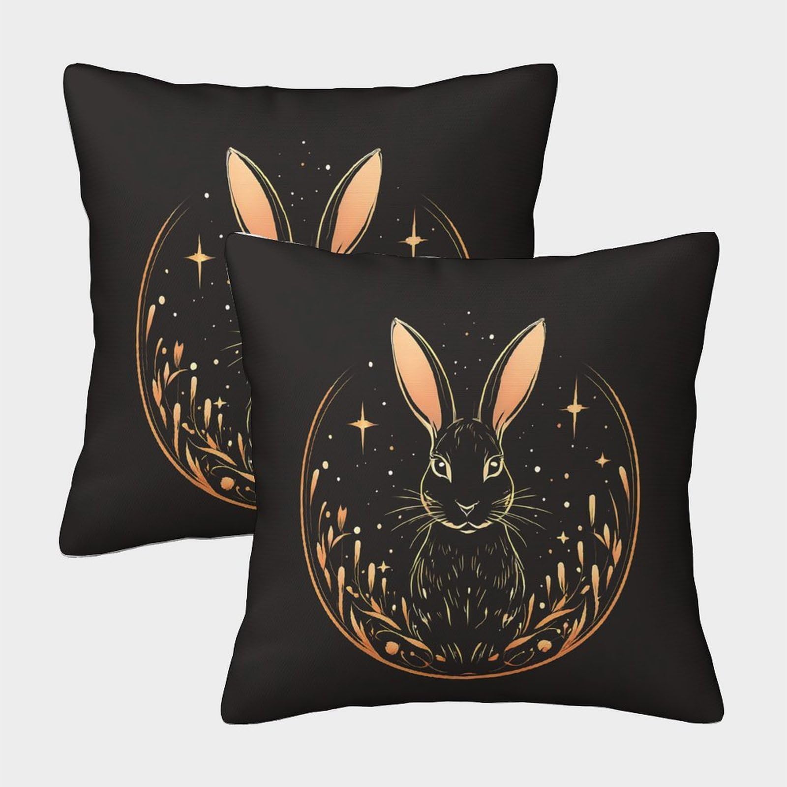 QFVANSIYO 3D Printed Bunny Pattern Pillowcase Microfiber Bedroom Decor Rabbit Pillow Cover Soft Breathable Home Bedding 50x50cm