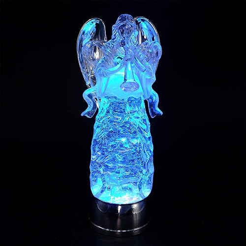 Miniatura 9 de DRomance - Linterna de bola de nieve de ángel de 11 pulgadas, operada a batería con temporizador de 6 horas, luz LED que cambia de color, ángel