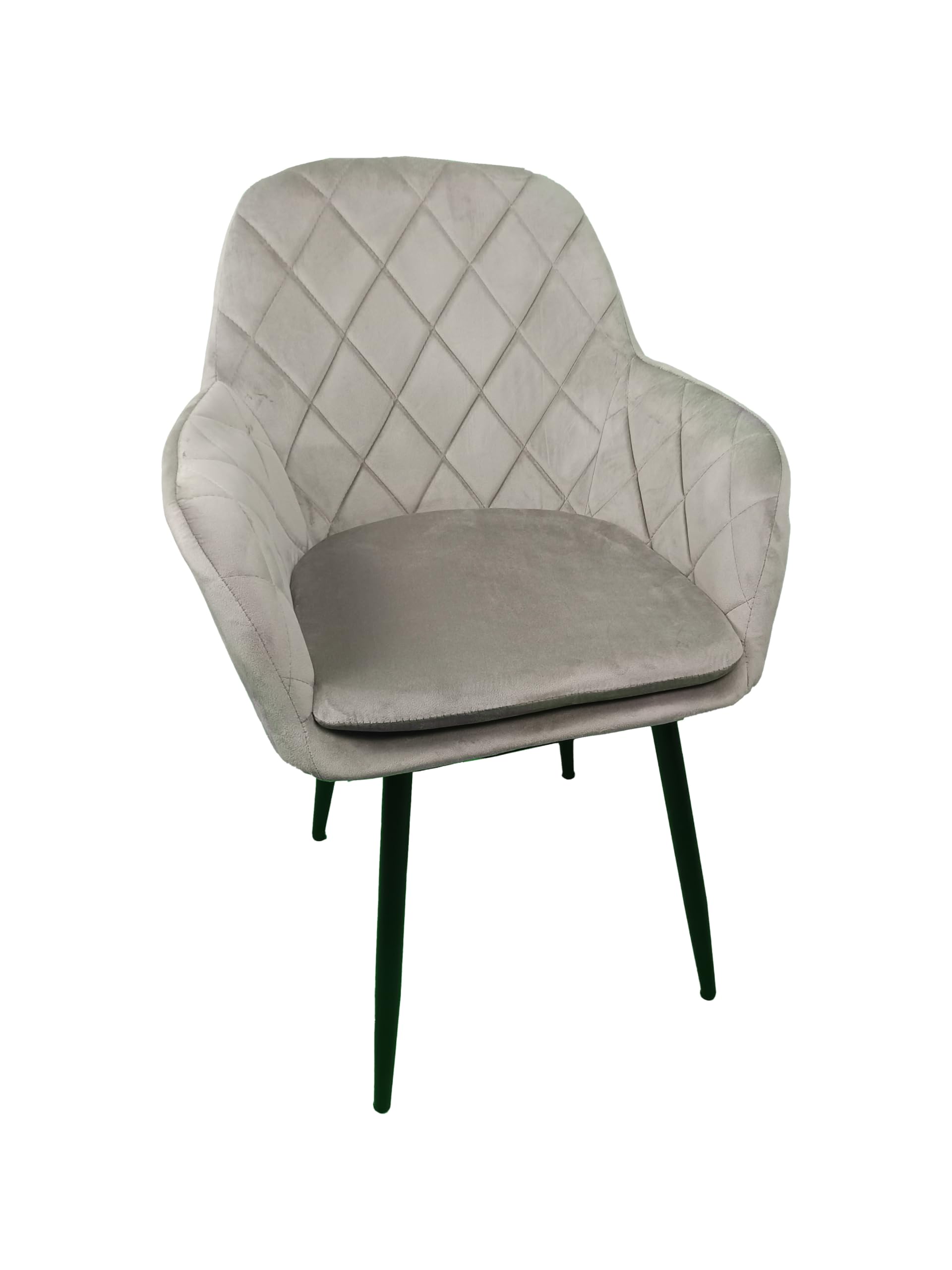 SEDIA MODERNA, POLTRONA CON RIVESTIMENTO IN VELLUTO E GAMBE IN ACCIAIO NERO, SEDIA DA SOGGIORNO, CAMERA DA LETTO, SALA DA PRANZO (Grigio tortora)
