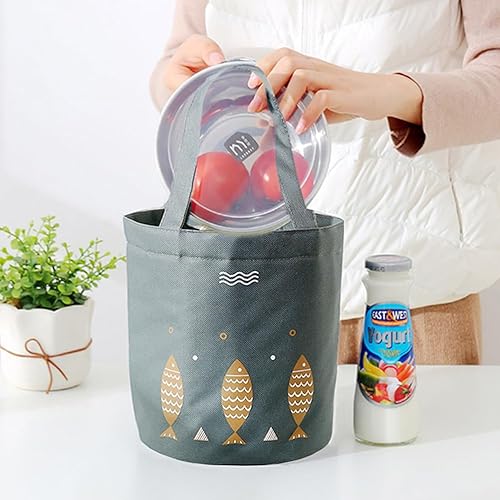 Miniatura 9 de Cabilock 2 bolsas de almuerzo Oxford portátiles Bento bolsas redondas de viaje aisladas bolsa de almuerzo bolsa de aluminio contenedor para picnic