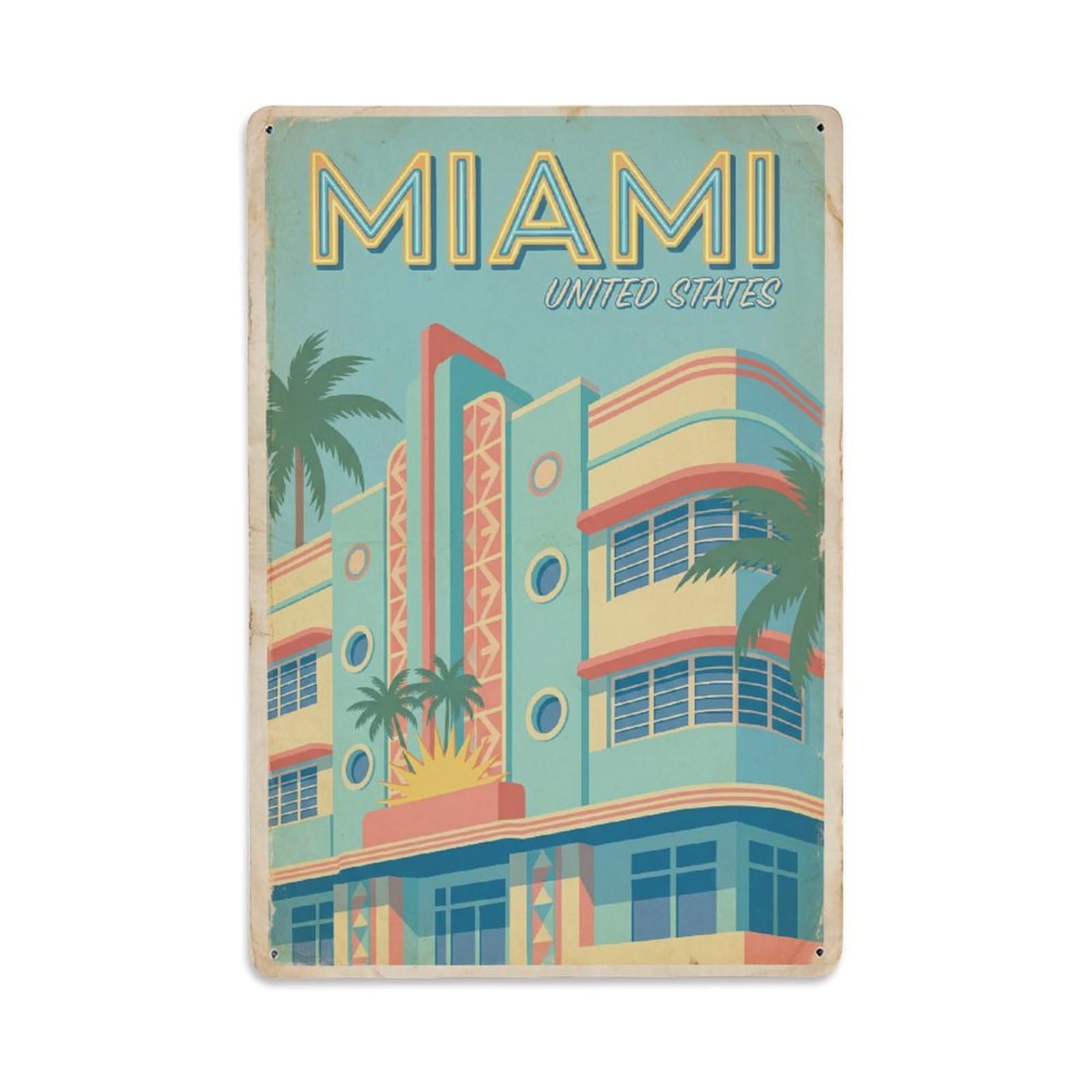 Xanthor Style Usa Miami Travel Retro Metal Tin Sign