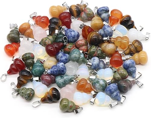 LE SKY 20 colgantes de piedra natural en forma de calabaza curación chakra cristal cuarzo ágata accesorios para hacer joyas, collares, aretes,