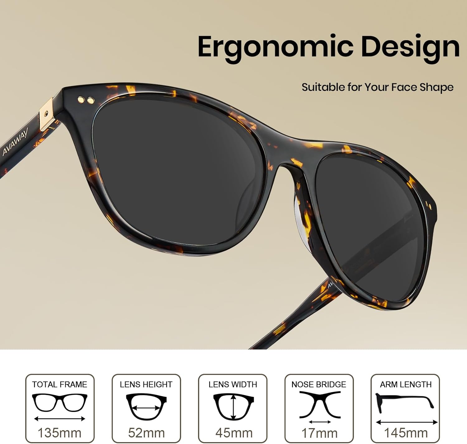 AVAWAY Womens Polarized Sunglasses for Small Face UV 400 Protection Acetate Cat Eye Frame Ladies Sun Shades Glasses Sunnies - Image 5