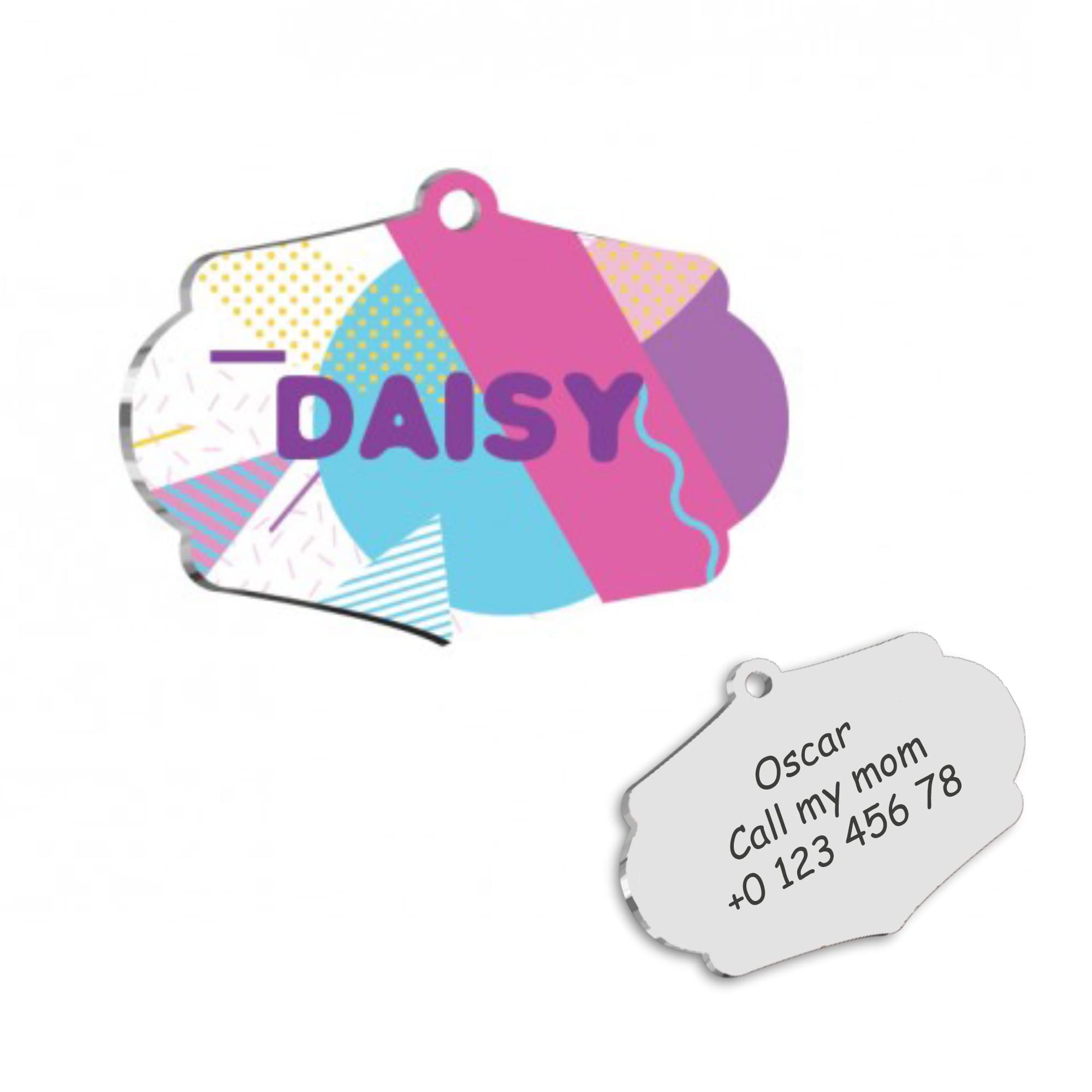 Colorful Personalized Dog Tag - Custom Name Tag - ID Tag for Dog & Cat - Customized Pet Tags - Dog Name Tag - Cat Name Tag - Engraved Dog Tag