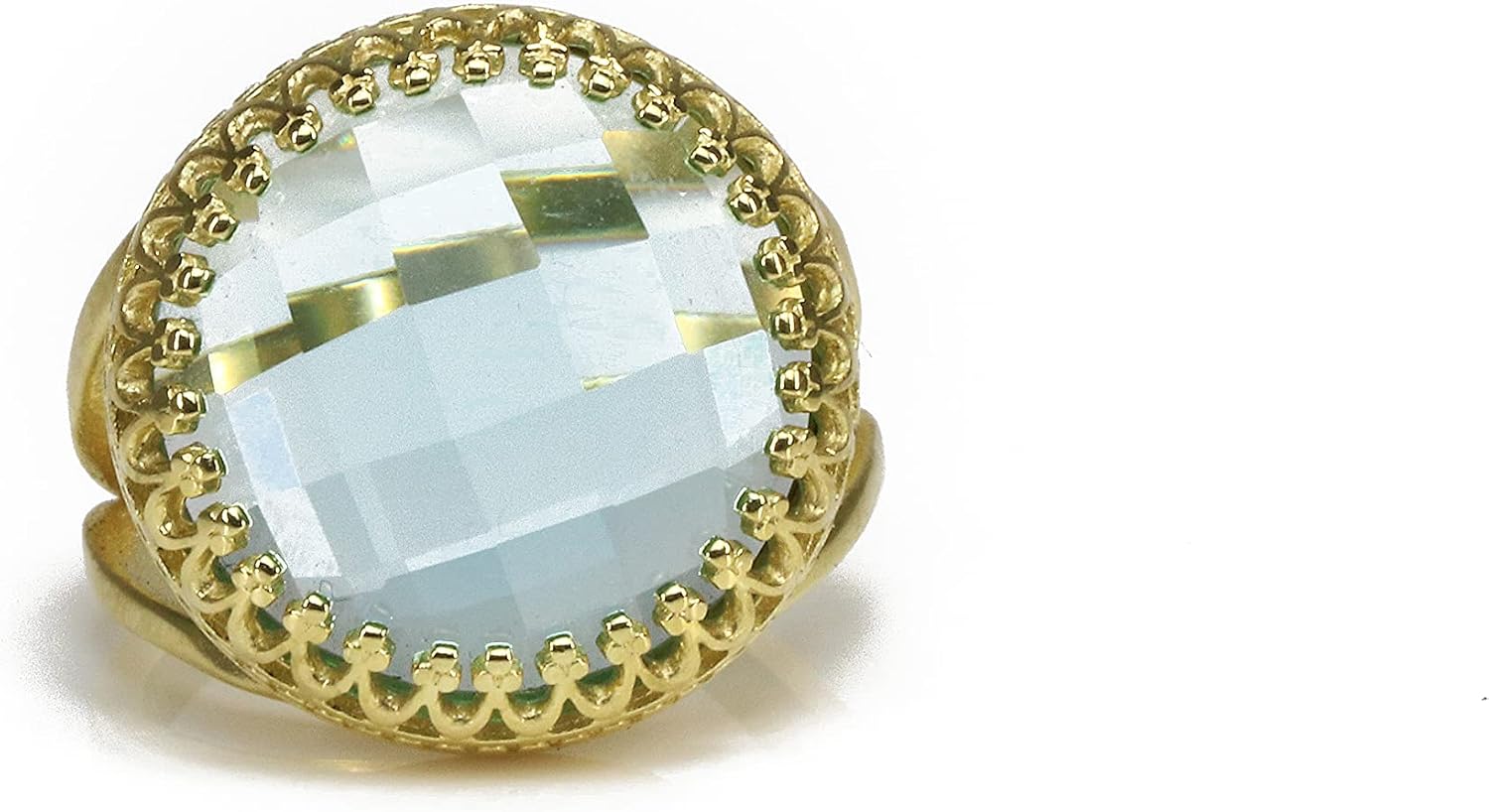 Stunning Blue Topaz Ring - 16mm Round Topaz in 14k Gold-filled Band - Artisan Handmade Jewelry - Elegant Ring with Custom Sizes 3-12.5