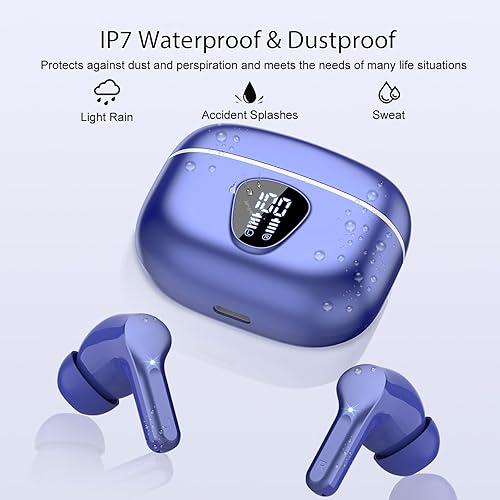 Miniatura 7 de Auriculares inalámbricos, Bluetooth 5.4, estéreo de alta fidelidad, auriculares Bluetooth con micrófono ENC con cancelación de ruido, IP7