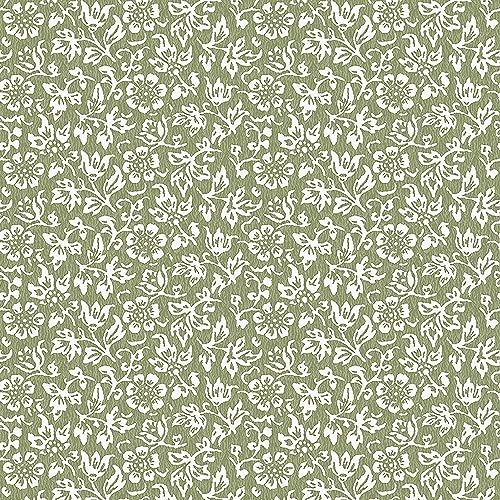 Image of Sweet Alyssum Moss Green Smooth Wallpaper by Laura Ashley