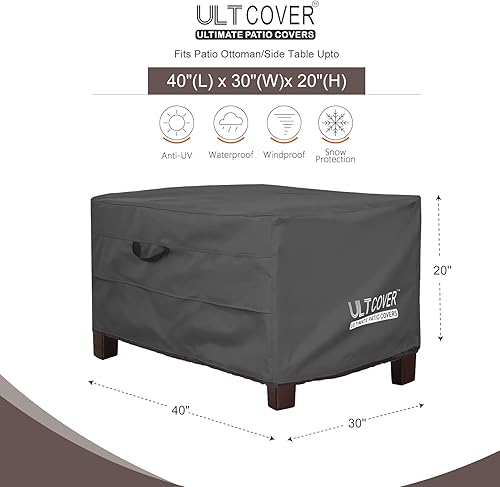Miniatura 9 de ULTCOVER Funda impermeable para otomana de patio, cuadrada, para exteriores, tamaño 22 pulgadas de largo x 22 pulgadas de ancho x 18 pulgadas de