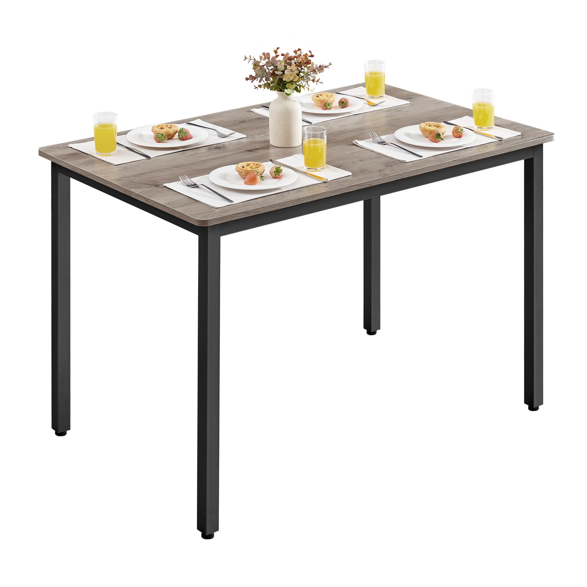 VASAGLE Dining Table, Kitchen Table, 70 x 110 x 77 cm, Dining Table for 4 People, Living Room Desk, for Dining Room, Kitchen, Industrial, Heather Greige and Ink Black KDT081G01