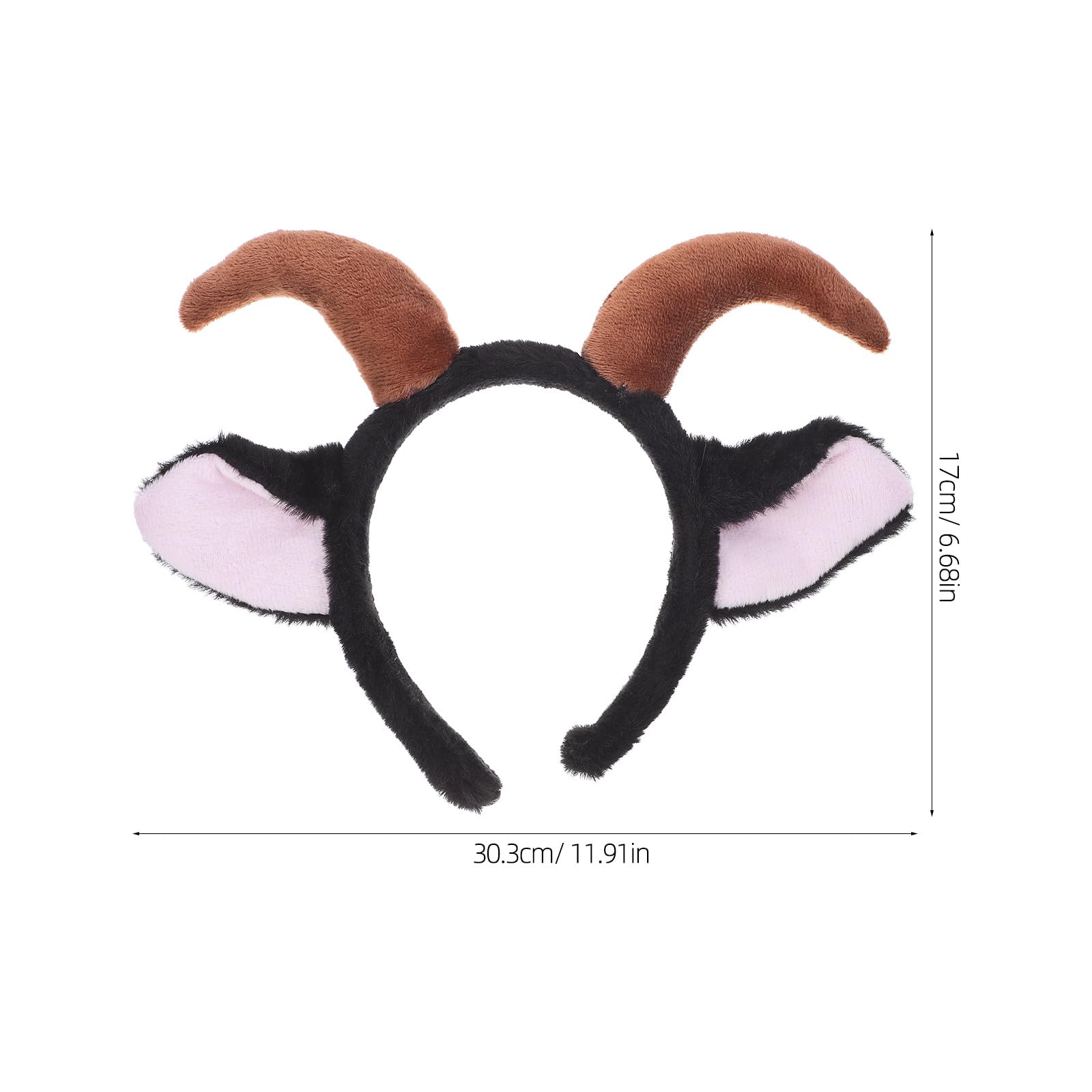 BESPORTBLE Serre-tête en peluche avec oreilles d'agneau et cornes de chèvre, oreilles de mouton noires, serre-tête pour adultes et enfants, carnaval, fête de Noël, accessoire de cosplay