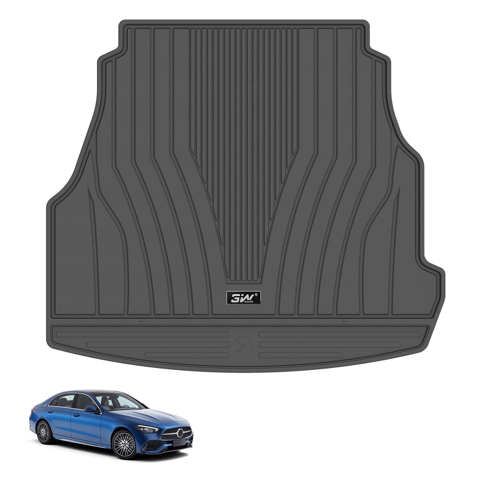 3W Boot Liner Fit for Mercedes Benz C Class W206 2022 2023 2024 2025, Recyclable TPE Heavy Duty Trunk Mats for All Weather, Pet Dog Friendly Car Boot Cover Accessories Benz C Class Mats