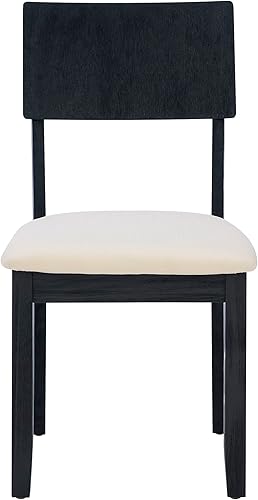 Miniatura 12 de Linon Asiento tapizado de lino beige de madera carbón, silla de comedor Carter, juego de 2, carbón oscuro y beige