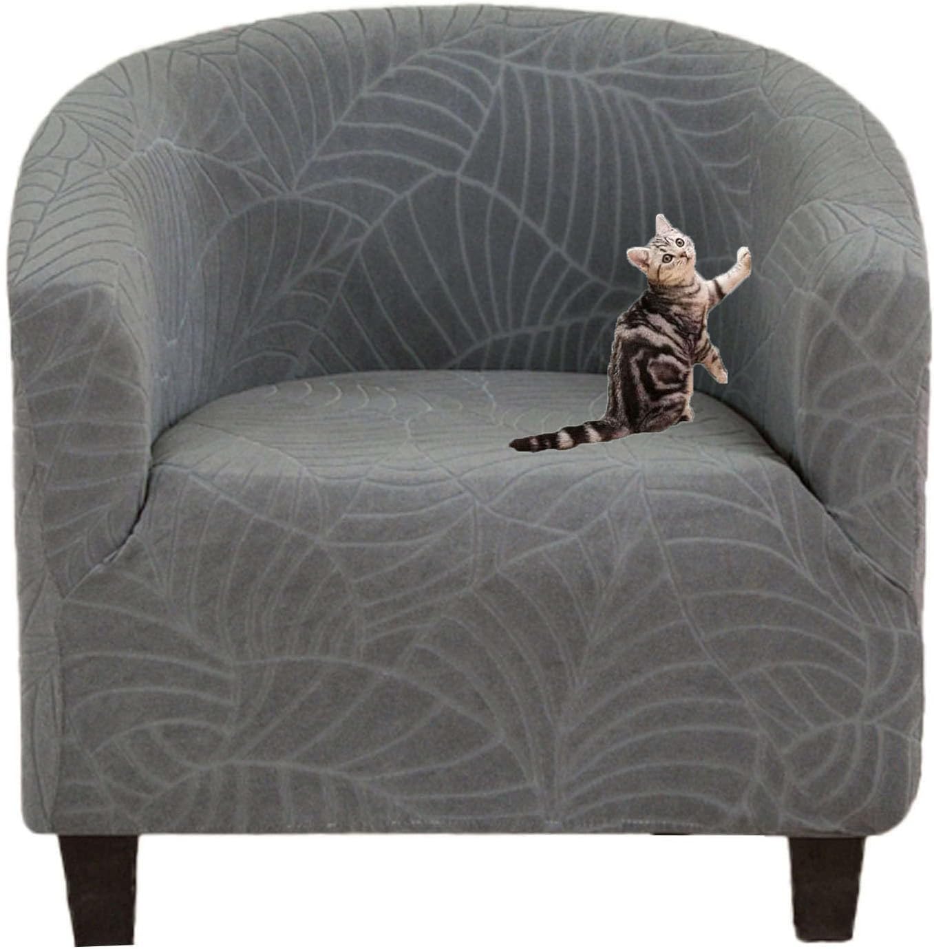 Funda para silla de club elástica lavable en color gris oscuro talla única para salón
