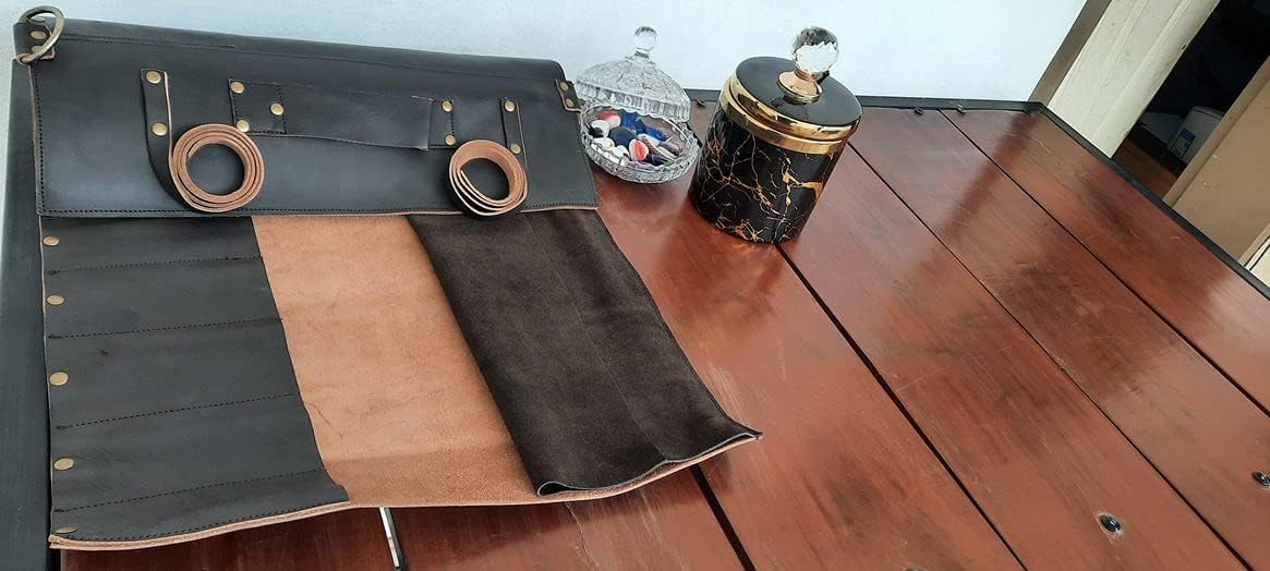 leather knife bag|storage bag organizer|knife roll|chef knife bag|knife bags for chefs|knife roll bags for chefs professional| (BROWN)