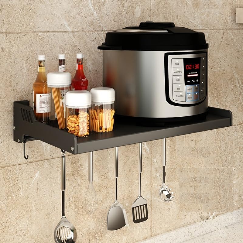 Image of OrganizeMee Extra Large for Big Microwave Oven Microwave Wall Mount Stand Rack Shelf Metal Stand Kitchen Organizer,Racks and Shelves 15-38 LTR,Size: 60 CM Wide 55 cm Deep (Extra Large)