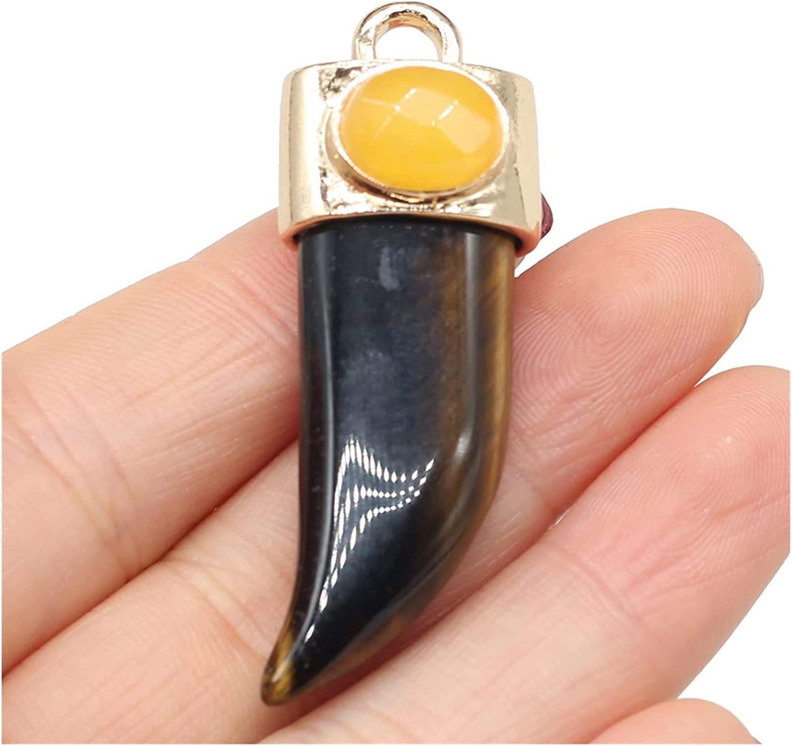 Pierre de l'oeil de tigre pour création bijoux bricolage demi-chaîne de gemme authentique 18x50mm
